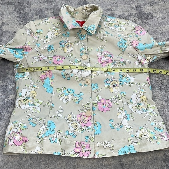 O Oscar De Le Renta Floral Collared Jacket Cream Multi Sz 10 - Picture 7 of 8